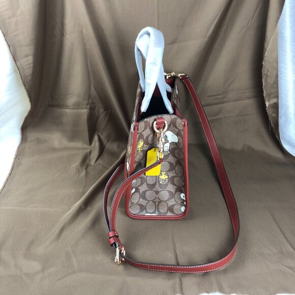 COACH PEANUTS DEMPSEY Carryall Signature Canvas Snoopy Woodstock - Picture 5 of 9